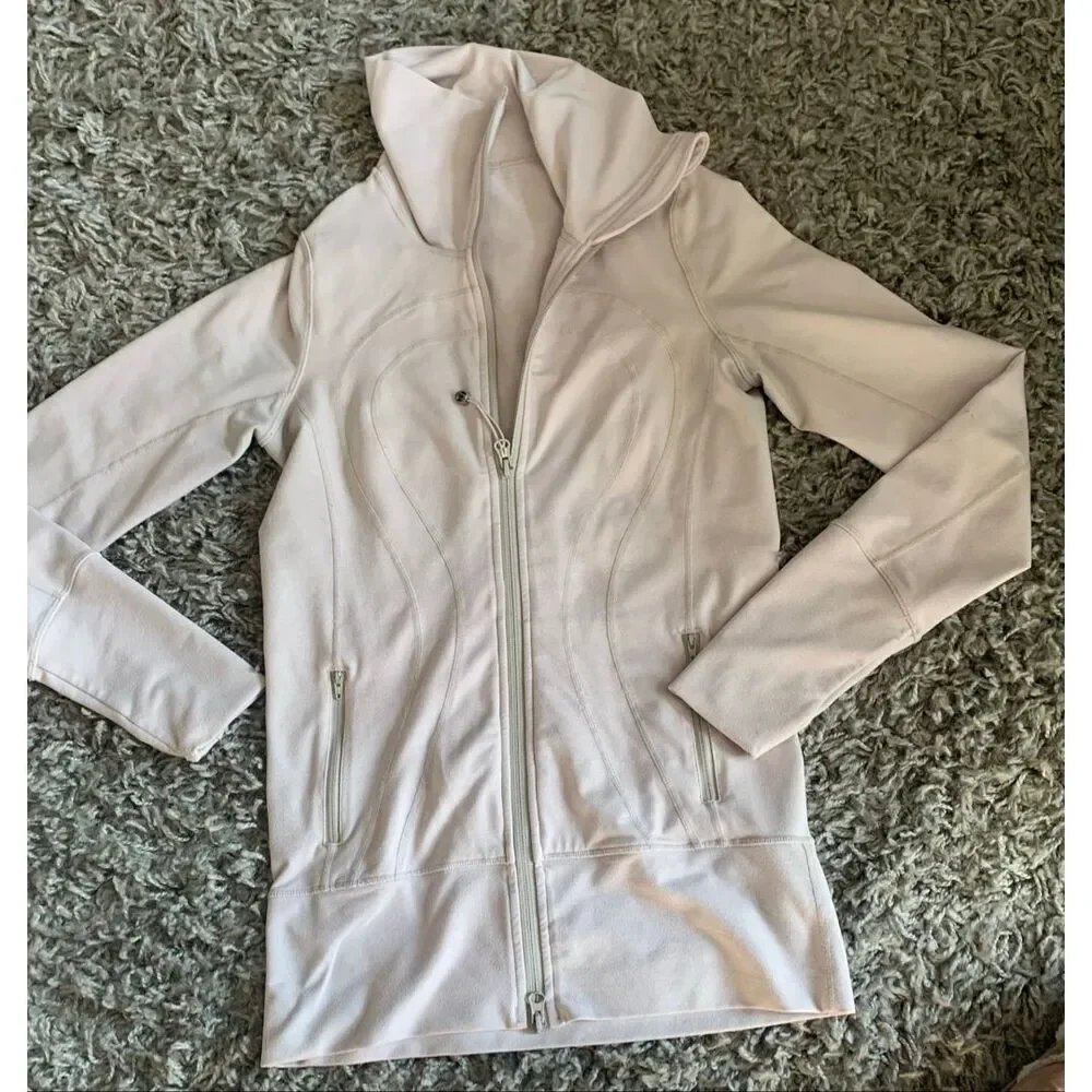 Lululemon In Stride Heathered Dune gray Sweatshirt TRACK JACKET sz 4